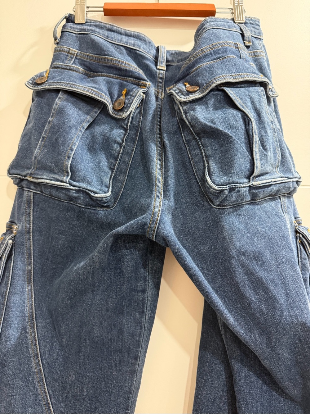 Aphrodite Blue Cargo Jeans with Multiple Flap Pockets - Picture 5 of 7